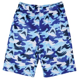 iscream Big Boys Fun Print Silky Soft Plush Shorts - Shark Attack, Small (6/8)
