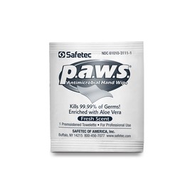 Safetec Paws Hand Wipes, 100 ct. (Individuals) Box (10 Boxes/case)