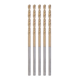 HARFINGTON 5pcs Twist Drill Bits 1.3mm Titanium Coated (HSS-E) M42 High Speed Steel 8% Cobalt Straight Shank for Stainless Steel Aluminum Alloy Metal