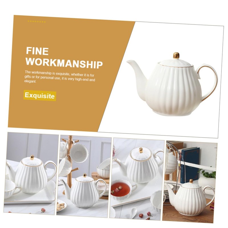 Alipis Ceramic Teapot Elegant White Tea Pot for Home Use