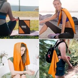 LushOrchidVale Microfibre Towel - Quick dry Lightweight Absorbent Travel Towel,Beach Towel Perfect for Sports Beach Gym Swimming,Cycling,Yoga, Camping,Hiking (orange, 40x80cm)