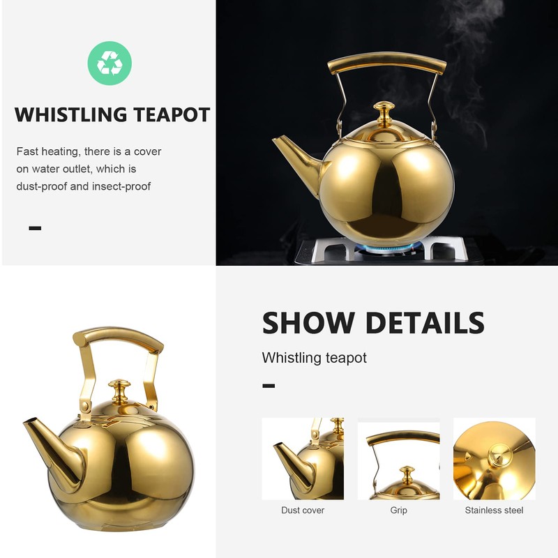 DOITOOL Heavy Duty Tea Kettle Stovetop Whistling Tea Kettle Stainless