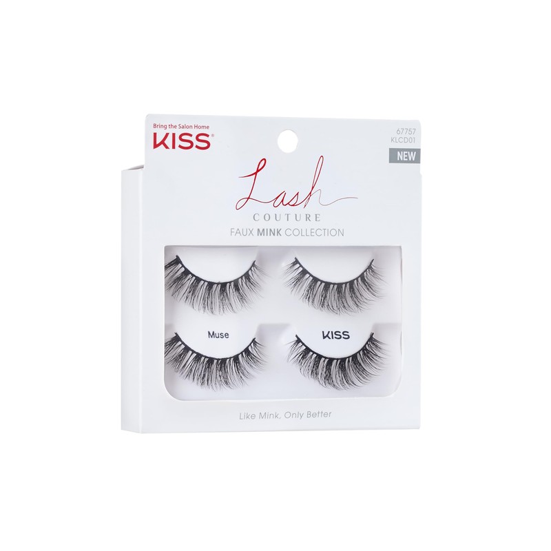 KISS Faux Mink, False Eyelashes, 'Muse', 14mm, Includes 2 Pairs