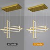 FDPBY Modern LED Chandelier 3 Rings Rectangle Gold Pendant Light