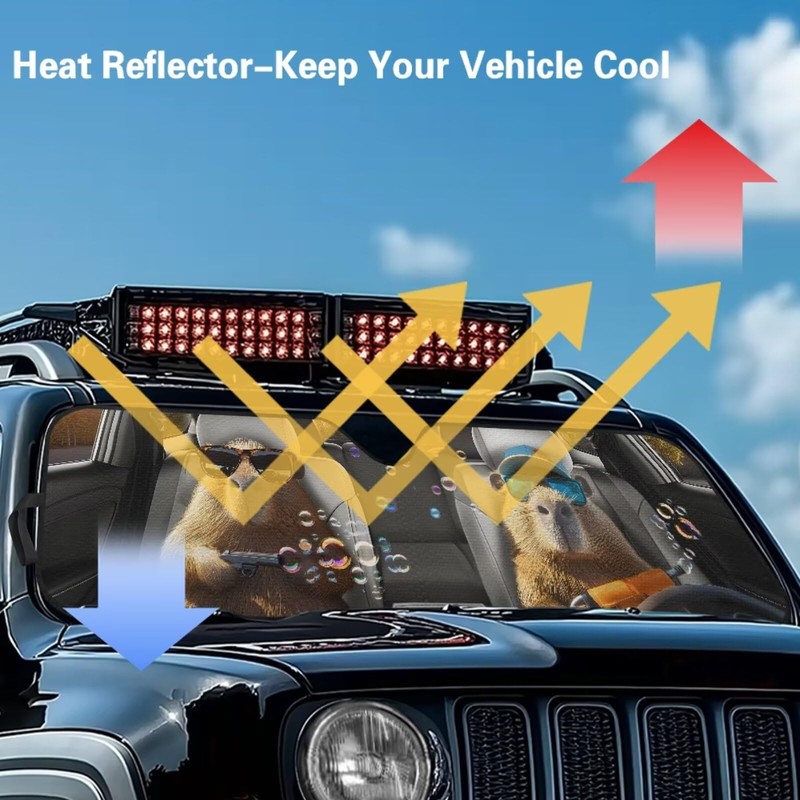 TSVAGA Auto Sun Shades Front Windshield Funny Capybara Car Sun