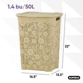 Superio Lace Laundry Hamper, Beige-1 Pack