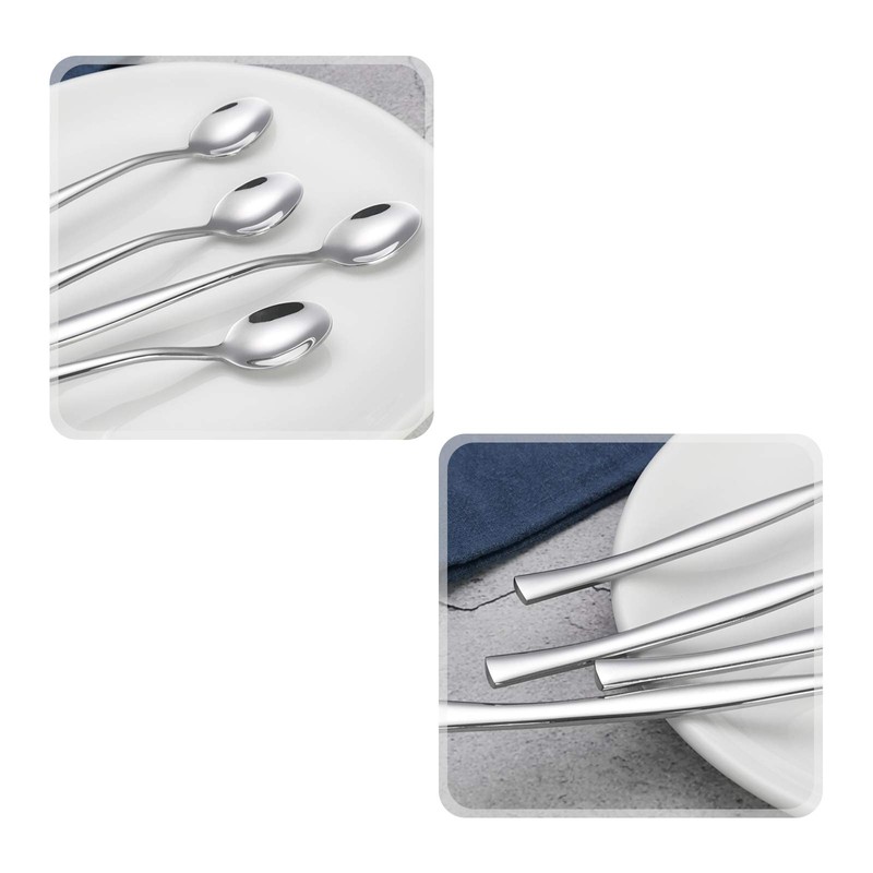 Xowine Pack of 12 long teaspoons, stainless steel, long spoon