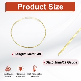 sourcing map 32 Gauge Copper Wires for Jewelry Making, 1 Roll 5m Craft Tarnish Resistant Beading Wires for Jewelry Making Supplies DIY (K-Gold)