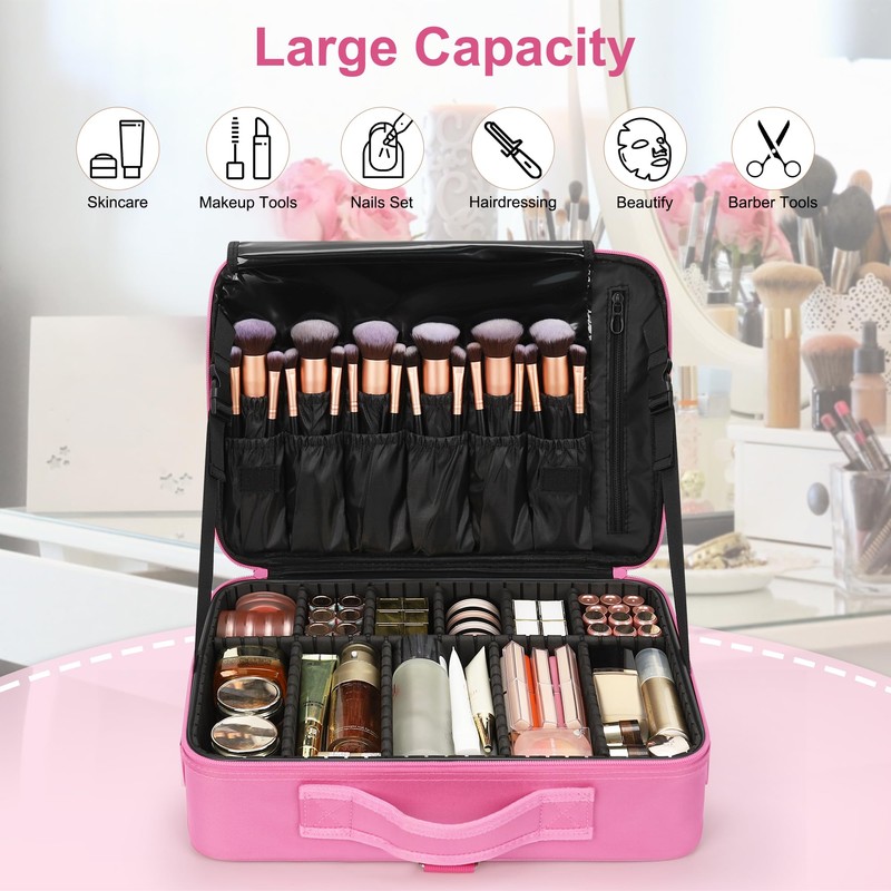Relavel Makeup Case Large Makeup Bag Professional Train Case Travel