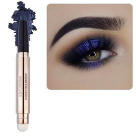 Enfuntins Eyeshadow Stick, Natural Matte Cream Eye Shadow Makeup Crayon with Soft Smudger, Long Lasting Waterproof Smoky Eye Makeup (12 Midnight Blue)