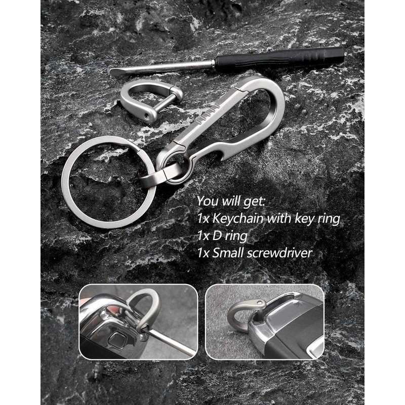 PJYTAC Titanium Carabiner Heavy Duty Keychain Quick Release Key Clip