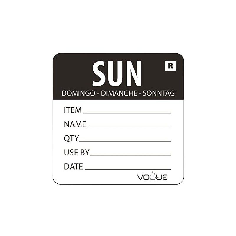 Sunday Day of the Week Label Sunday - Black.
