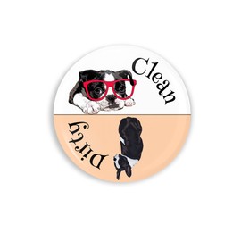2.25 Inch Funny Stubborn Boston Terrier Clean Dirty Dishwasher Magnet