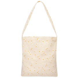 Haooryx Daisy Reusable Shopper Bag - Daisy Tote Bag Pocket Women Girl Cotton Flower Big Canvas Tote Single Shoulder Bag Eco-Friendly Bulk School Commute Grocery Shopping Bag Birthday Gift Supplie