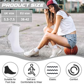 Zuimei 6 Pairs Extra Wide Socks for Swollen Feet, Loose Top Socks for Women Stretchy Elastic Sock Cotton Calf Loose Top Sock for Women Pregnant Hospital,Size 5.5-7.5