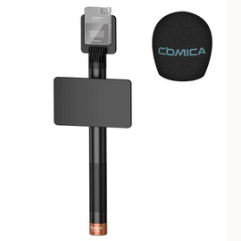 COMICA HR-WM Interview Handheld Adapter for Rode Wireless GO ME/BoomX-D/D Pro/BoomX-U Wireless Lavalier Microphone, Mic Handle for News Report, TV Interview and Video Shooting, etc.(with Windscreen)