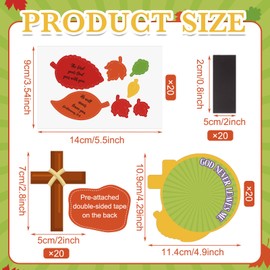 Kingdder 20 Sets God Never Leaves Me Crafts for Kids Fall Christian Magnet Craft Kit Sunday School DIY Cross Maple Leaf Stickers for Classroom Activity Religious Events Church Supplies