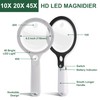 Magnifying Glass with 48 LED Light, 10X 20X 45X Handheld