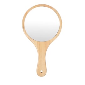 YCHMIR Travel Mirror Hand Mirror for Women Solid Wood Frame Round 6.6 x 12 inch