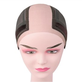 Wig Cap with Grip Band for Keeping Wigs in Place, More Full Cap-wide Transparent Lace for Lace Front Wigs - Non Slip Cap Make Your Wig Be Glueless (Brown, L)