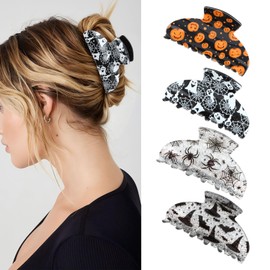 Halloween Hair Claw Clip for Women with Glitter Finish 3.4” 4Pcs