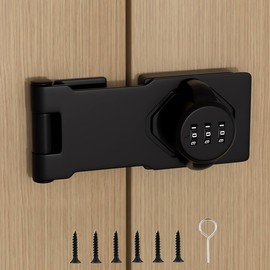 Closet Door Lock: 4.5inch Bifold Door Lock 3-Digit Password Cabinet Locks with Combination for Cupboard Pantry Drawer Shed Double Sliding Door Locks - Yardlock Hasp Lock Latch for Garage Barn Door