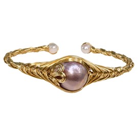 YDOOQAZ Handcrafted Baroque Bracelet- pearl bracelets for women gold-Women's Bracelets Fashionable Cute Pearl Bracelets (small gold pink)