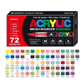 Acrylic Paint Marker Pen, 1 Set 12/24/36/48/72/120/168 Colors Liquid Acrylic Paint Pens, Art Supplies Color Acrylic Markers for Canvas Rock Painting Wood Stone Glass Ceramic Fabric Painting, Art Materials:_Multicolor_24 Colors