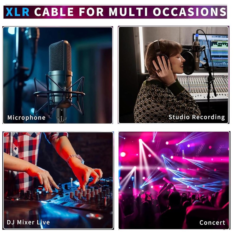 Baroflone XLR Cables, Microphone Cables 25ft 6 Pack, XLR Speaker