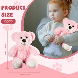 VYUSIT 3 Pcs Teddy Bear Stuffed Animal 13“ Soft Cuddly Stuffed Plush Teddy Bear Bulk Cute Plush Toy Birthday Christmas Graduation Valentine’s Day Wedding Party Gifts Pink