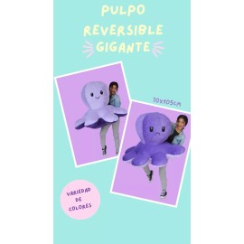 Teddy Babys Pulpo Reversible Pulpito Feliz Enojado Gigante 70 X 80 Cm