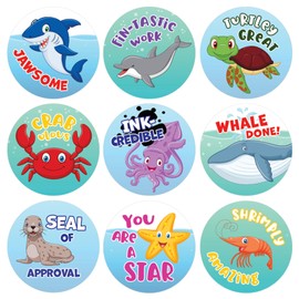 Under The Sea Teacher Reward Stickers for Kids, Motivational Grading Stickers for Student Incentives - 1,080 Count