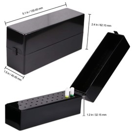 30 Holes Black Rectangle Nail Drill Bit Holder Stand Display Organizer - Dust Proof Acrylic Storage Container Box Case Tools for Home Use or Nail Salon