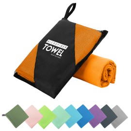 ZIUDBOC Microfiber Travel Towel, Soft Lightweight Quick Dry Towel, Super Absorbent Compact Travel & Sports & Beach Towels for Camping, Backpack, Gym, Swimming, Yoga, Hiking (XS:12"×24" -Orange)