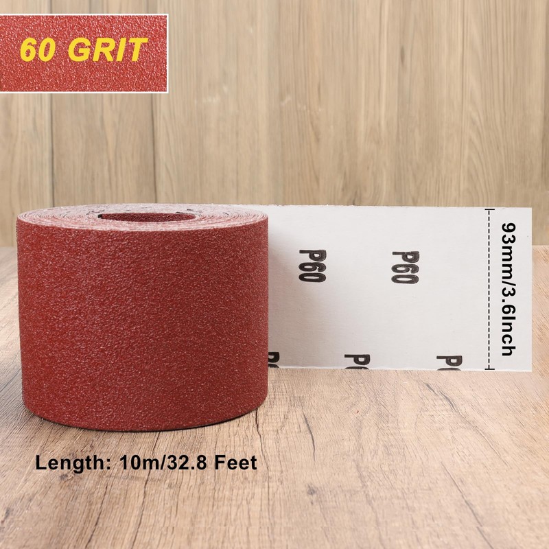 Shineboc Sandpaper Roll 60 Grit 93mm x 10m Sandpaper Roll