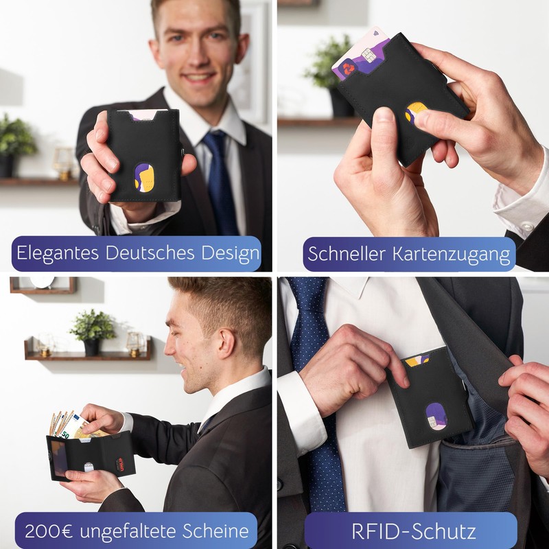 WEST® Trifold Slim Wallet, black, Minimalist