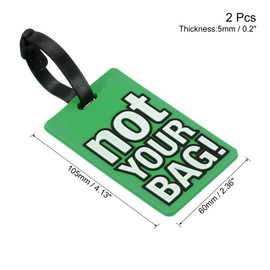 MECCANIXITY Luggage Tag, PVC Identifier Card Holder Label, Not Your Bag Pattern Travel Bag Tag with Adjustable Strap for Baggage Suitcase, Green 2 Pack