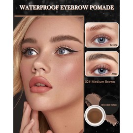 Eyebrow Pomade Kit,Long Lasting Waterproof Medium Brown Tinted Eye Brow Pomade Set with Brush Razor,Smudge-proof Eyebrow Cream Tint Brow Tinting Gel,Christmas Makeup Gift for Women Girl-02