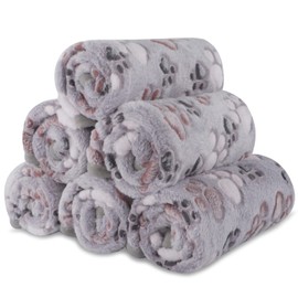 BVAGSS 6 Pack Small Dog Blanket, Super Soft Warm Pet Cover Blankets, Paw Print Puppy Fleece Flannel Blanket for Small Medium Dogs and Cats MW003 (Grey, Medium (29.9 * 20.5"))