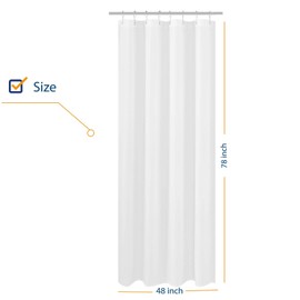 N&Y HOME Fabric Shower Curtain Liner Long Stall Size 48 x 78 inches, Hotel Quality, Washable, Water Repellent, White Bathroom Curtains with Grommets, 48x78