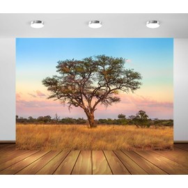 BELECO 5x3ft Fabric Africa Safari Backdrop African Tree of The African Savannah in The Serengeti Wildlife Area of Tanzania, East Africa Background Safari Party Decorations Photoshoot Studio Props