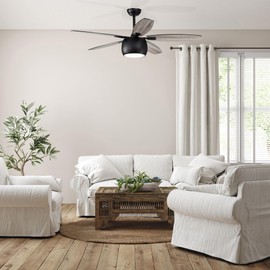 Edvivi Ceiling Fans with Lights, 52 inch Ceiling Fan with Lights and Remote Control, 6-Speed Noiseless Reversible Motor, Low Profile Ceiling Fan for Bedroom Living Room, Indoor/Outdoor Use