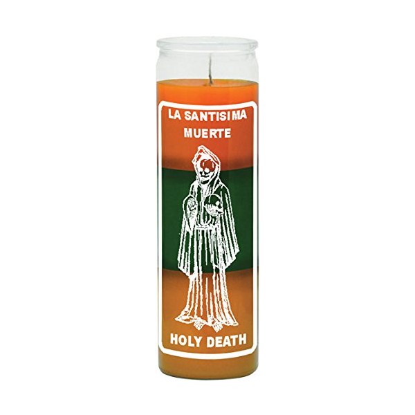 Indio Products Holy Death Orange/Green/Gold Candle - Silkscreen 3 Color 7 Day