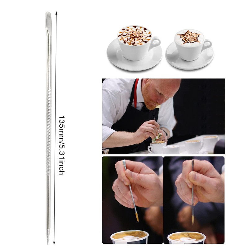 Honbay 4PCS Stainless Steel Coffee Latte Art Pens Tool for