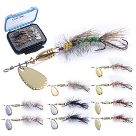 Goture Trout Lures Fishing Spinners, Rooster Bait Tail Bass Fishing Lures with Brass Spinner Blade for Freshwater Saltwater, Salmon Steelhead Pike Panfish Trout Spinner Bait with Tackle Box