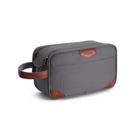 ECOHUB Wash Bag for Men, Water-Resistant Travel Toiletry Bag with Wet Pocket, Recycled Dopp Kit Shaving Bag Fit Full Size Toiletries, Wide-Open Dual Zipper Cosmetic Makeup Organizer Bag, Grey