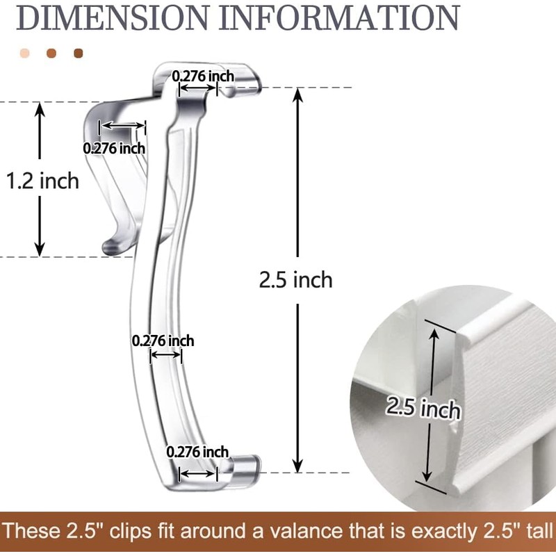 2.5 Inch Valance Clips for Horizontal Blind Valance (12 Pieces)