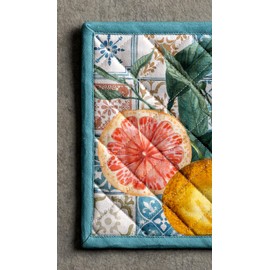 Maison d' Hermine Hot Pads 100% Cotton Pot Holders with Loop Heat Resistant Potholders, Grilling, Microwave, Barbeque, Handling Hot Pans, Agrume - Spring/Summer (8"x8")