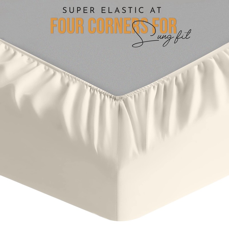 HOME ACE Cream Easy Iron Percale 4FT Small Double Fitted