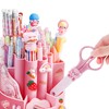 Eabdice Desk Pen Holder, 360° Rotating Pen Holder, 5 Compartments,